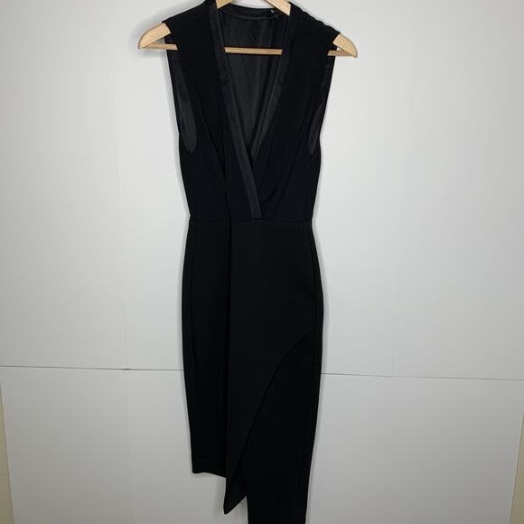 Bec & Bridge Black Faux Wrap Asymmetrical Dress Womens Size 4 - Picture 9 of 16